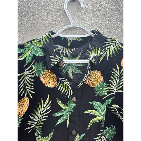Mens Unbranded Black Floral Pineapple Short Sleeve Button Up Shirt Size Unknown - Picture 2 of 10